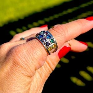 Sterling Silver Ring with Colorful Stones